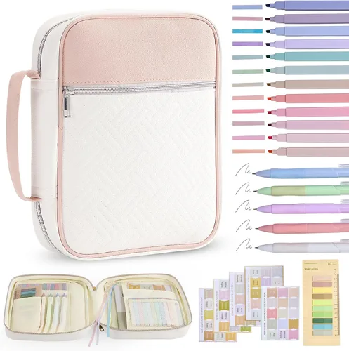Vista 12 de Funda para la Biblia, funda para libro de la Biblia para mujeres y hombres, funda de transporte de lona, protector de libros acolchada de cuero