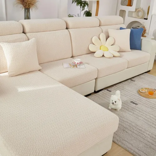 Vista 15 de Fundas de sofá para sofá seccional, fundas de cojín elásticas y lavables para sofá en forma de L, funda antideslizante resistente al desgaste Beige