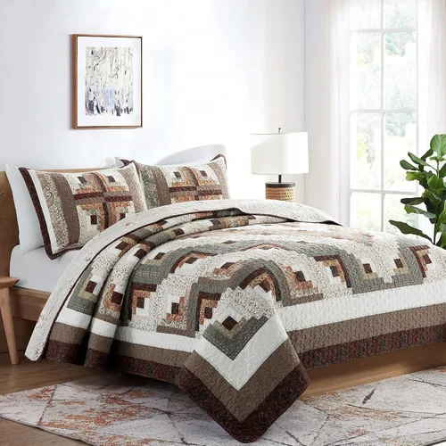 Vista 12 de L'IRISDOM Juego de ropa de cama Queen 100% algodón, colcha de retazos bohemios, colcha acolchada para todas las estaciones