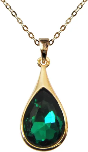 Vista 35 de Navachi Collar con colgante de circón en forma de pera con gota de agua chapada en oro de 18 quilates 16 "+2" Negro