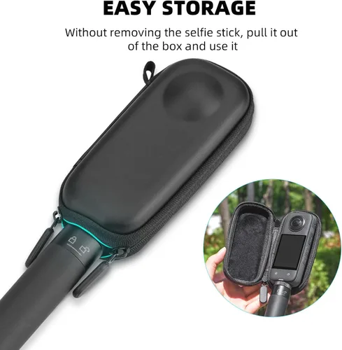 Vista 5 de BRDRC Funda de transporte para Insta360 X3, bolsa de almacenamiento portátil, funda protectora de lente, funda protectora de carcasa rígida de viaje