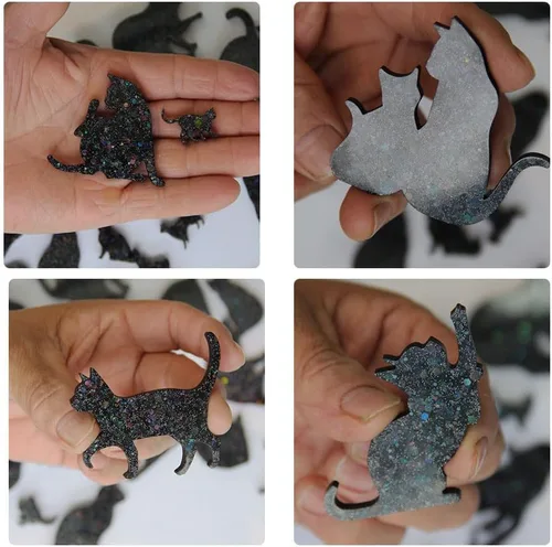 Vista 2 de Finyoffiy Molde de resina para gatos, moldes epoxi de silicona con diseño de animales, molde de fundición colgante para bricolaje, joyería, collar