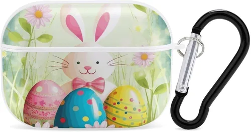 Vista 9 de Spring Happy Easter Holiday Headphone Cover for AirPods Pro 2nd 1st Generation Case Cover with Keychain, Shockproof Hard Shell Protective Case for