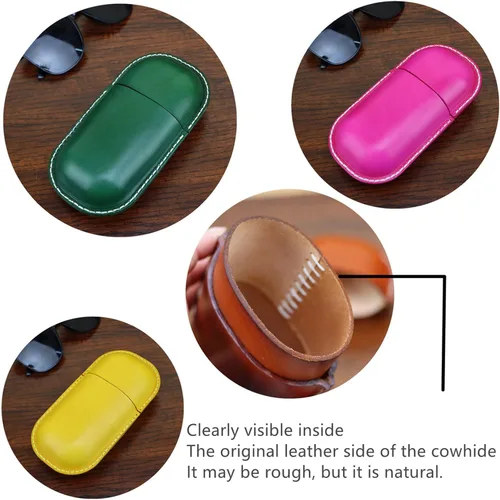 Vista 9 de Funda de cuero para gafas de sol vintage para hombres y mujeres miope, gafas de sol, viaje, caja de almacenamiento antiaplastamiento