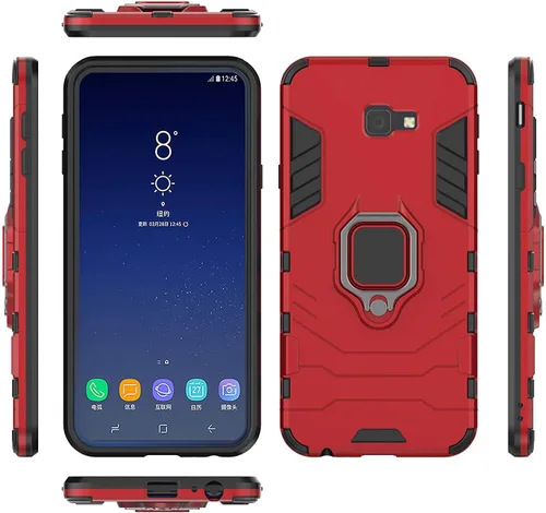Vista 5 de Funda compatible con Galaxy J4+ (2018), soporte de anillo de metal a prueba de golpes (funciona con soporte magnético para automóvil), funda