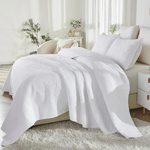 Vista 7 de Brandream Juego de Ropa de Cama Acolchado con Medallón de Lujo Tamaño King de Algodón Estilo Granja Juego de Edredón Tamaño Queen Colcha Matelassé