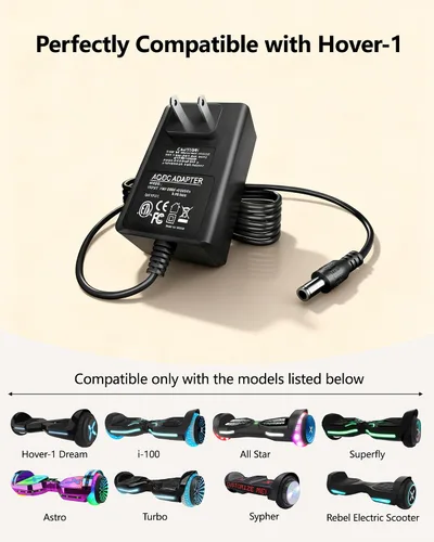 Vista 4 de Cargador VHBW 29.4V para scooter Hover-1 PTS-CHG-HB6/HB2 ETL-certified 29.4V output with 9mm and 12mm 3-pin tips for listed Hover-1 models; not