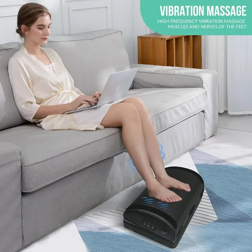 Vista 5 de Reposapiés con calefacción debajo del escritorio en el trabajo, reposapiés ergonómico con masaje vibratorio y altura ajustable, calentador de pies