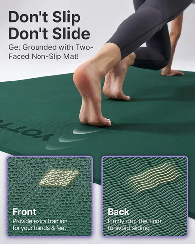 Vista 5 de YOTTOY Tapete de yoga grande (75 x 52 x 1/2 pulgadas), tapete de ejercicio TPE extra ancho, tapete de entrenamiento antideslizante para pilates