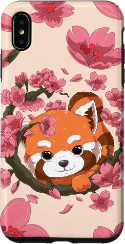 Vista 11 de Funda para iPhone 15 Pro Cute Red Panda y Sakura Cherry Blossom