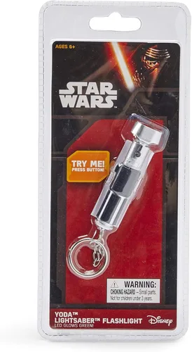 Vista 2 de Star Wars Mini linterna de sable de luz Yoda - Réplica de modelo LED verde - Llavero acoplable para mochilas, carteras, teléfonos y bolsas