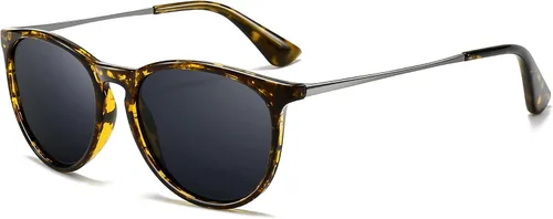 Vista 28 de SUNGAIT Gafas de sol redondas vintage prémium para mujeres y hombres Gradiente ámbar/marrón