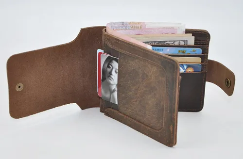 Vista 6 de Le'aokuu Cartera de piel auténtica para hombre 406