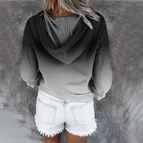 Vista 20 de Sudaderas con capucha para mujer, con cuello de botón, sin botones, con cordón, manga larga, lindas, ropa para adolescentes y niñas