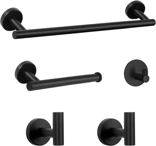 Vista 9 de NearMoon Juego de accesorios de baño SUS 304 de acero inoxidable grueso, incluye toallero de 16 pulgadas, soporte para papel higiénico, ganchos Oro