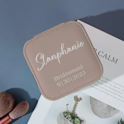 Vista 7 de Artsadd Organizador de joyas personalizado con nombre, estuche de joyería de viaje para mujer, regalo para su esposa, novia, hija, mejor amiga