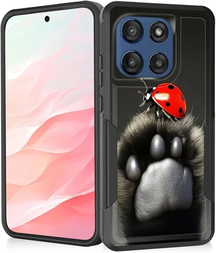Vista 72 de Funda para Moto G Play 4G 2024, resistente de doble capa híbrida de policarbonato duro, goma suave, a prueba de golpes, funda protectora resistente
