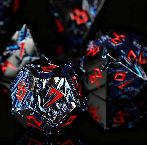Vista 4 de Rule Dice Dados D&D de 7 Dados de Metal DND, Juego de Dados Metálicos Ponderados de Calabozos y Dragones, Juegos de Dados Poliédricos D y D Grandes