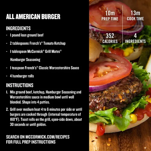 Vista 5 de Especias McCormick Grill Mates, paquete variado para asado diario (carne de Montreal, pollo Montreal, ajo asado y hierbas, hamburguesa), 4