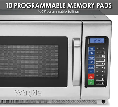 Vista 5 de Waring Horno Microondas Comercial WMO120 de Servicio Pesado, 1.2 Pies Cúbicos, 10 Ajustes de Memoria Programables, 5 Niveles de Potencia