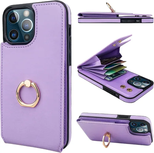 Vista 17 de Folosu Funda compatible con iPhone 13 Pro Max con soporte para tarjetas, rotación de 360°, soporte de anillo de dedo con función atril, protección