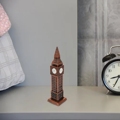Vista 6 de Veemoon Figura pequeña del Big Ben, decoración de metal del Big Ben, modelo de torre de reloj de Londres, modelo retro del Reino Unido, adorno