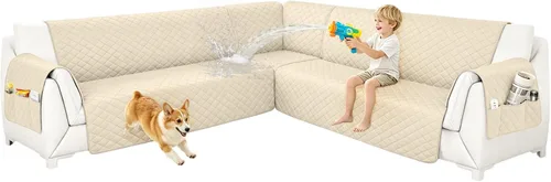 Vista 34 de Fundas para sofá modular, impermeables, 6 piezas, fundas de sofá en forma de L, lavables, antideslizantes, fundas para sofá seccional, suaves