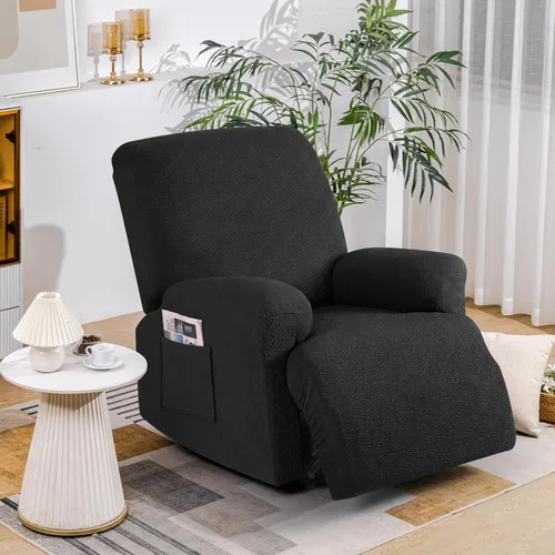 Vista 7 de Timeles Fundas reclinables, fundas para sillas reclinables, fundas para sofá reclinable, fundas elásticas suaves y lavables (una plaza, negro)