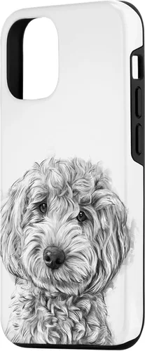 Vista 2 de iPhone 12/12 Pro Golden Doodle Retrato lindo perro ilustración caso de regalo