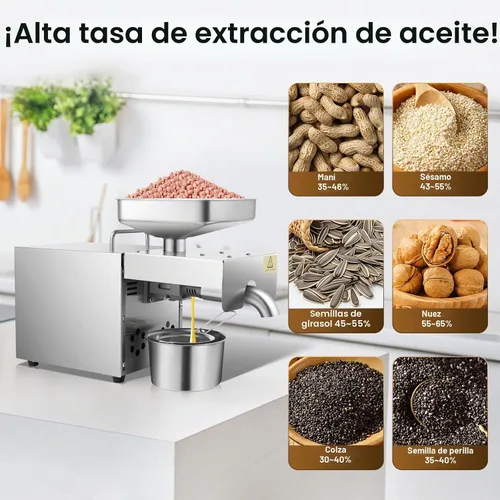 Vista 7 de Máquina de prensa de aceite de 610 W, extractor automático de prensa de aceite comercial para el hogar, máquina de prensado de aceite de acero