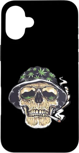 Vista 22 de Funda para iPhone 16 Marihuana Smoking Skull Camo Island Chilling Weed Stoner 420