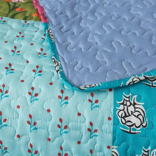 Vista 7 de SLPR All is Bright 50" x 60" Manta acolchada, manta ligera de verano con diseño de patchwork colorido para sofá y cama, manta de regazo