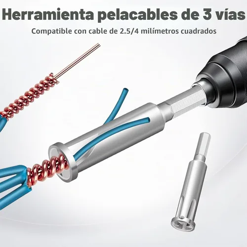 Vista 7 de 4 piezas de herramienta de torsión de alambre para taladro, herramienta de torsión de tuercas de alambre y pelacables, controlador de conector