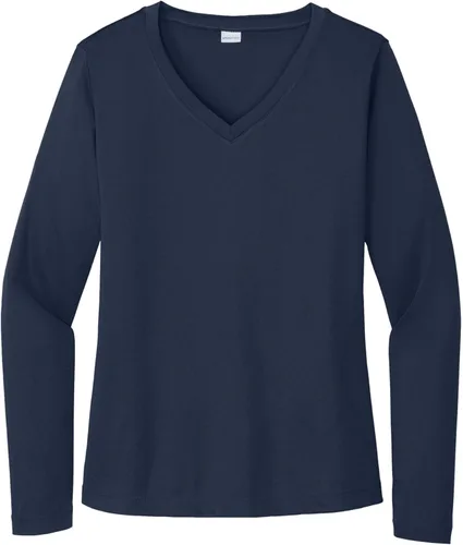 Vista 16 de Sport-Tek señoras cuello en V playera > orquídea rosa Azul atómico