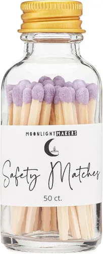Vista 9 de Moonlight Makers Fancy Matches in Jar - 50 fósforos de seguridad de madera, tarro decorativo de vidrio con golpeador, soporte reutilizable, tapa