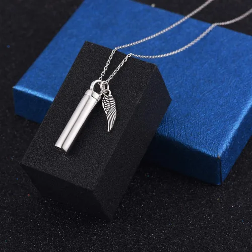Vista 2 de Collar minimalista de plata de ley 925 con colgante de urna de ceniza, recuerdo de cenizas conmemorativas, exquisita joyería de cremación