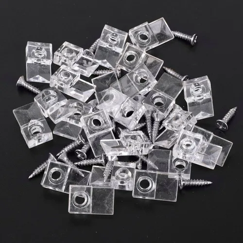 Vista 2 de 25 ganchos de espejo para pared, clips de soporte de espejo, clips de montaje de espejo de plástico transparente, kit de clips de retención