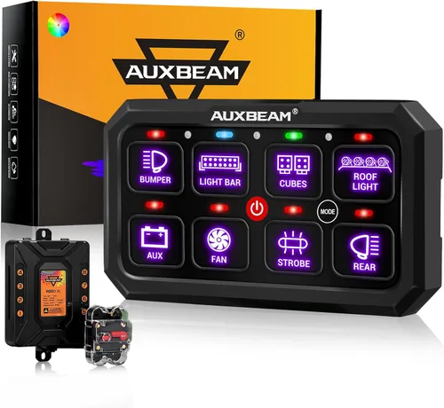 Vista 8 de Auxbeam RA80XL - Panel de interruptores RA80XL de 5 pulgadas, gran control de dispositivos complementarios Toggle/Momentary/Pulsed RGB dimmable