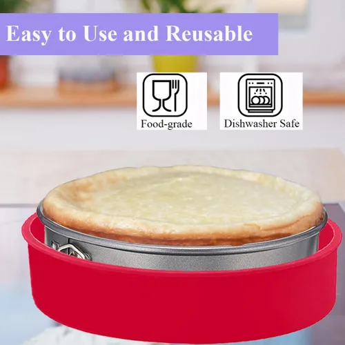 Vista 5 de Protector de Molde Desmontable de Silicona para Cheesecake para Molde Desmontable Redondo de 7'', 7.5'', Protector de Baño María para Cheesecake