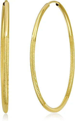 Vista 2 de Pendientes de aro de oro amarillo de 14 quilates de 0.059in de grosor 8 tamaños diferentes disponibles