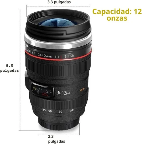 Vista 6 de Taza de café con diseño de lente de cámara Chasing Y, taza con forma de lente de cámara, divertidas tazas de café con lente de cámara de acero