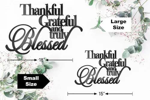 Vista 7 de Vivegate Decoración de pared con texto en inglés «Thankful Grateful Blessed» – Home Thankful Iron Wall Decor Blessed Letreros de pared