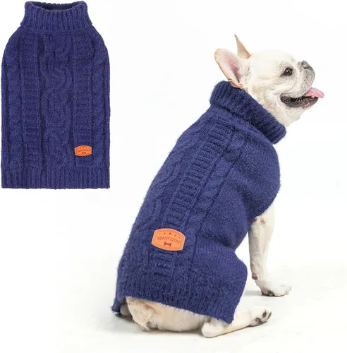 Vista 10 de BEAUTYZOO Suéteres de perro para perros pequeños, ropa de punto con agujero Pompones beige