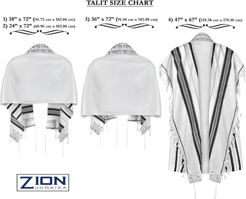 Vista 4 de Zion Judaica Tallit Chal de oración con bolsa de talit certificado Kosher Talis Gadol con certificado Tzitzit Israel Importación