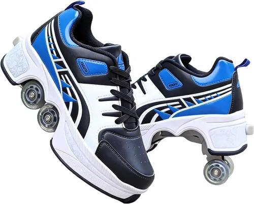 Vista 27 de 2-in-1 Roller Skates & Sneakers with Retractable Wheels - Convertible Lightweight Outdoor Fitness Shoes for Women, Men & Children - Unisex Kick