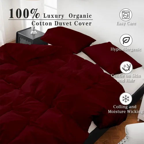 Vista 5 de ARlinen Juego de funda de edredón de tamaño individual, 100% algodón egipcio, juego de ropa de cama de 3 piezas con cierre de cremallera, incluye 1
