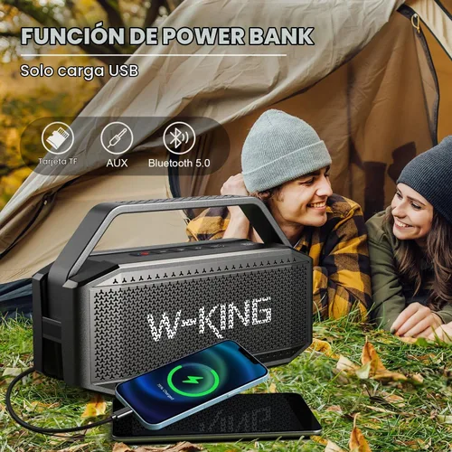 Vista 5 de W-KING Altavoz Bluetooth - 100 W pico 60 W RMS graves profundos, IPX6 portátil impermeable altavoces Bluetooth inalámbricos con subwoofer, 40