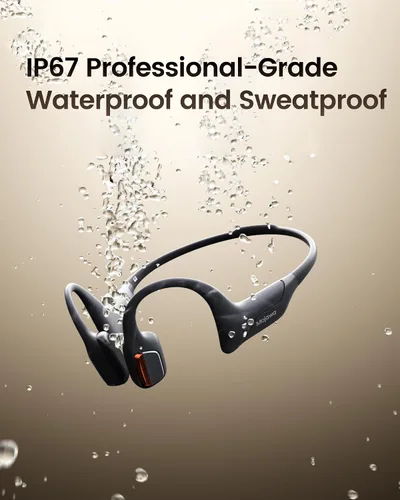 Vista 14 de mojawa Purra Run Auriculares de Conducción Ósea para Deporte, Auriculares de Oreja Abierta con Bluetooth y Micrófono, Resistente al Agua IP67, Bajo