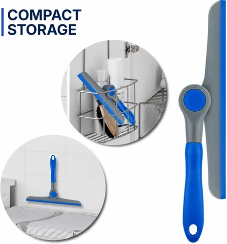 Vista 4 de DSV Standard Escobilla de limpieza de ventanas azul resistente de 10 pulgadas, escobilla de mano para puertas de vidrio, ventanas, parabrisas