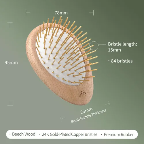 Vista 5 de Uffy Acubrusher - Cepillo de pelo Gua Sha chapado en oro de 24 quilates, masajeador ergonómico para el cuero cabelludo para la caspa
